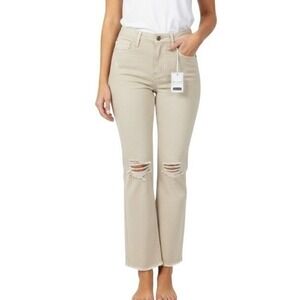 Judy Blue Jeans Juniors 5/27 Bone High Rise Straight Distressed Stretch Denim